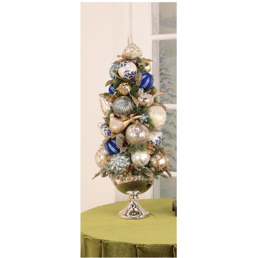 The Grande Silver Bowl Glass Ornament Topiary