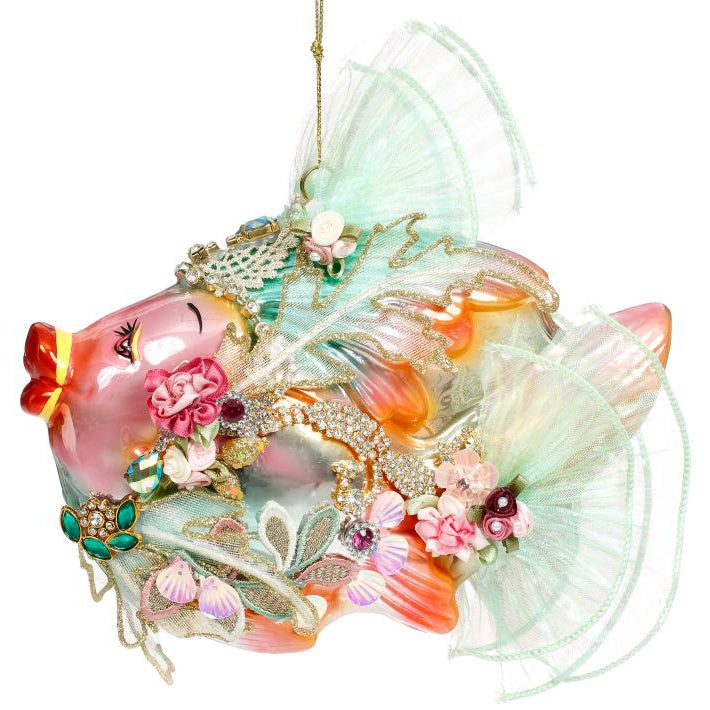 Jewel of the Sea Fish Ornament Pink  8 x 8 Inches