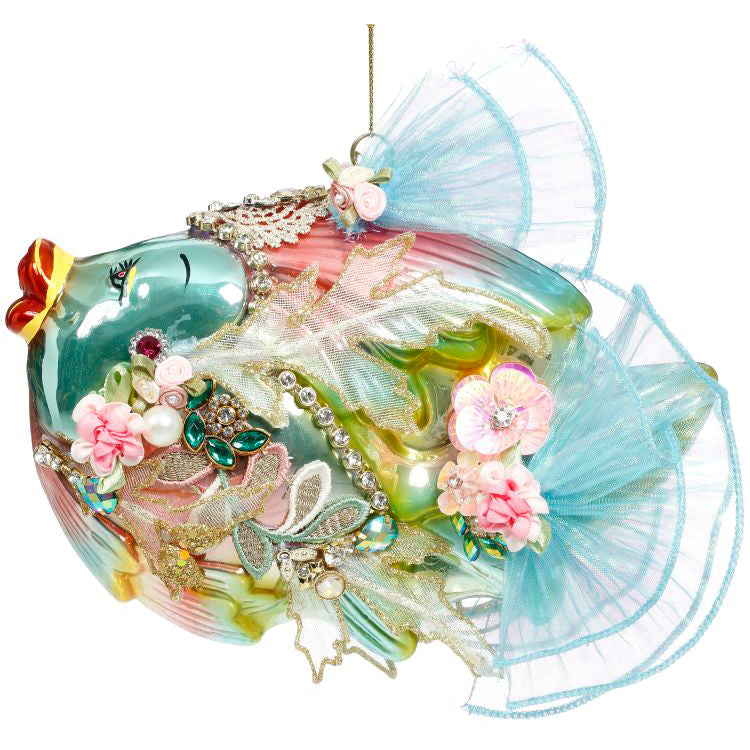 Jewel of the Sea Fish Ornament Turquoise 9 x 7 Inches