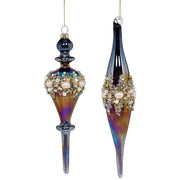 Pearl Banded Finial Ornament 10 Inches Set of 2