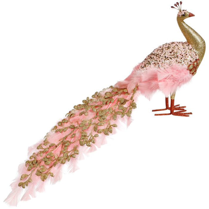 Pink And Gold Peacock 11 Inches