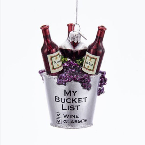 Wine Bucket List Glass Ornament 3.75"