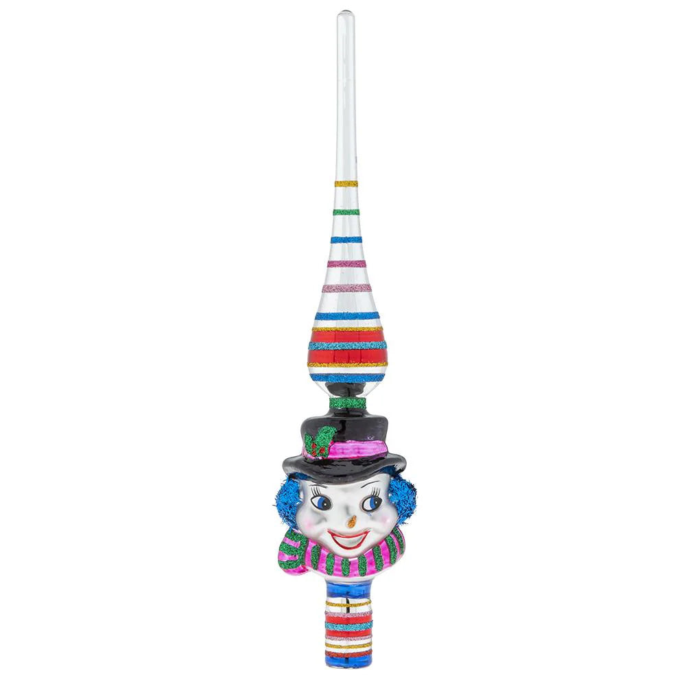 Christmas Confetti Snowman Finial 11.5 Inches Tall