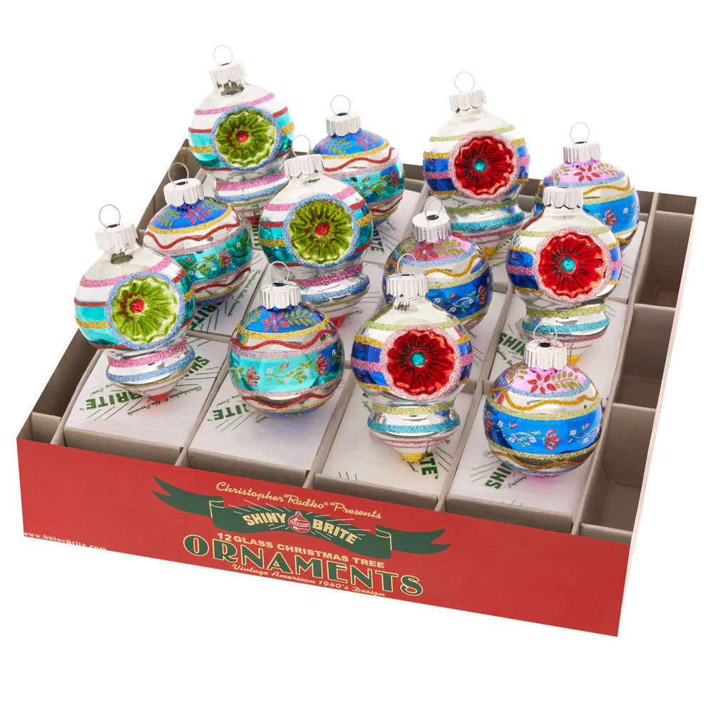 Christmas Confetti 1.75" Decorated Rounds and Shapes Set of 12