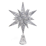 Silver Glitter Multi-Angle Star Tree Topper 15.5"