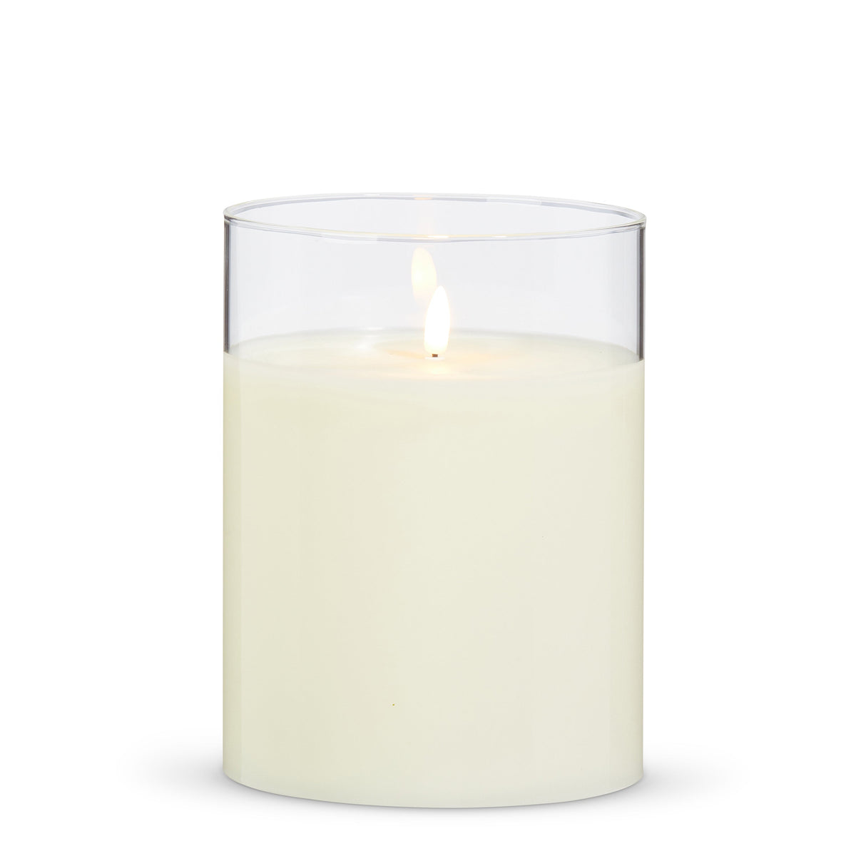 Ivory Pillar in Clear Glass Hurricane 6 x 8"