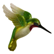 Green Glittered Hummingbird Ornament 4"