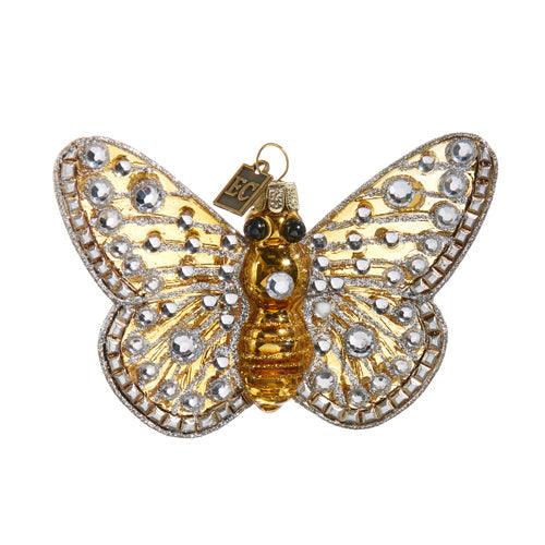 Bejeweled Gold Butterfly Ornament 4.25"