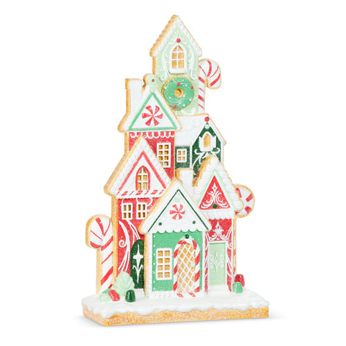 Peppermint Gingerbread Village Scene 16"