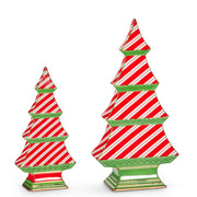 Candy Cane Stripe Tabletop Trees 12.25" Set of 2