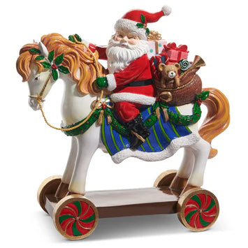 Santa on Toy Horse 15.5"