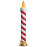 Red and White Peppermint Swirl Battery Operated Candle 38"