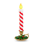 Red and White Stripe Battery Operated Candle 17"