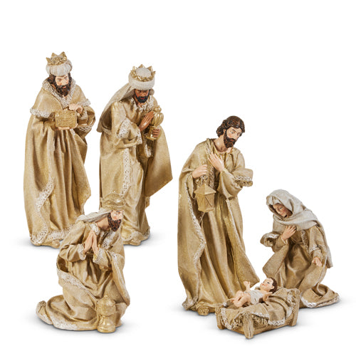 Gilded and Glittered Nativity Scene 15.5" Set of 6