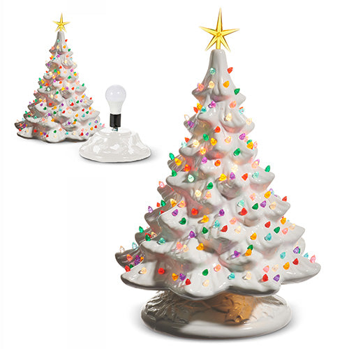 Lighted White Vintage Christmas Tree 16.5"