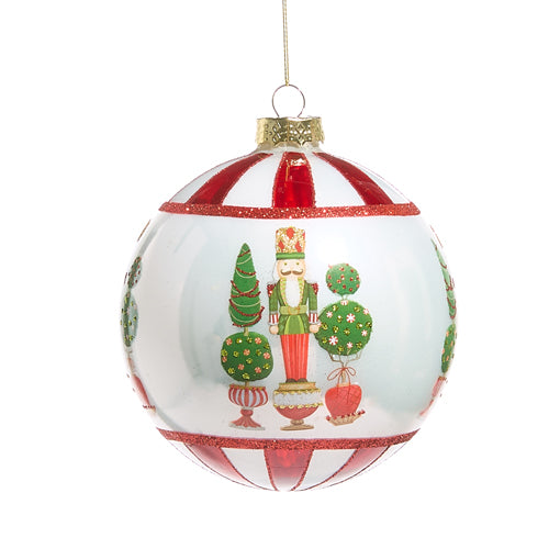 Merry Topiary and Nutcracker Ball Ornament 5"