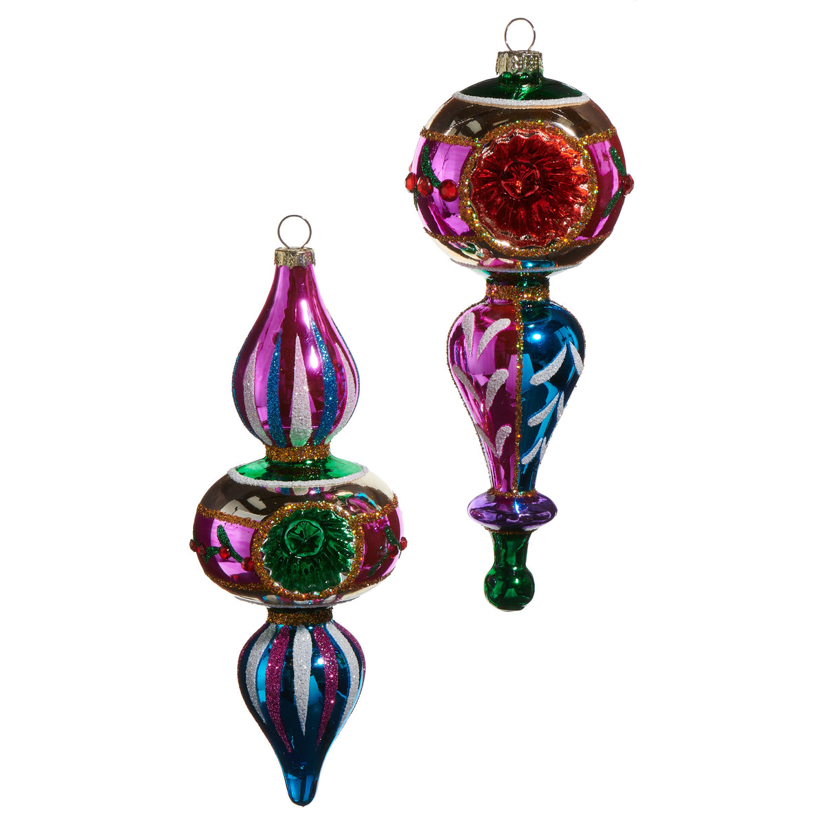 Multicolor Witch's Eye Finial Ornament 7.5" Set of 2