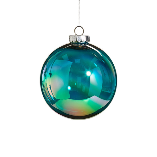 Shatterproof Seamless Bright Teal Iridescent Ball Ornament 6"
