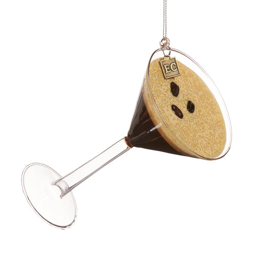 Chocolate Espresso Martini Glass Ornament 5.5"