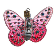 Pink Fantasy Butterfly Glass Ornament 4.5"