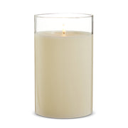 Ivory Pillar in Clear Glass Hurricane 6 x 10"