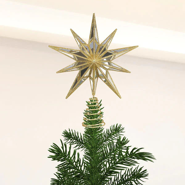 Gold Mirrored Star Tree Topper 12"