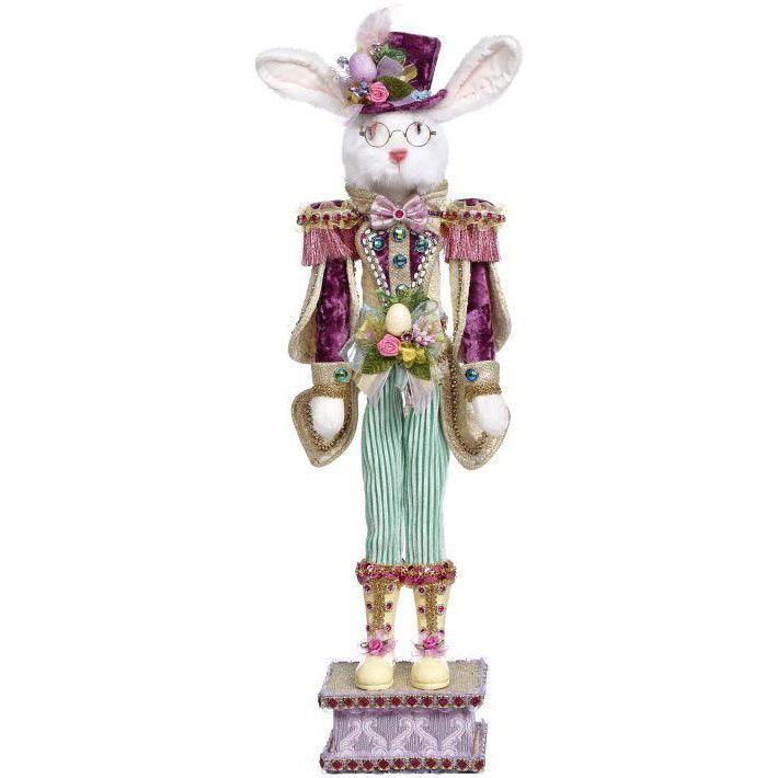 Rabbit Nutcracker Green and Purple Small 24.5 Inches
