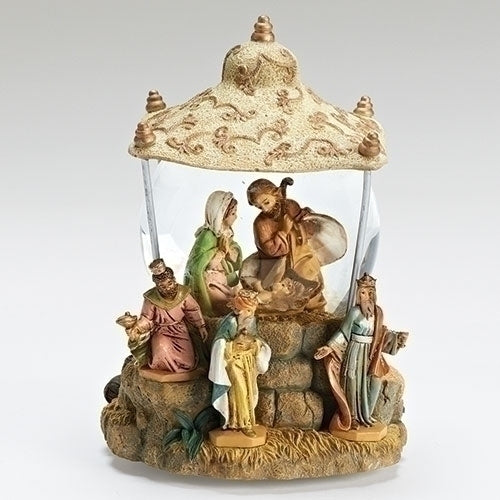 Holy Famly with Three Kings Musical Glitterdome 7"