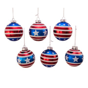 American Patriot Red, White and Blue Stars n Stripes Balls 80mm Set of 6