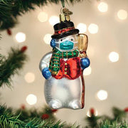 Snowman With Face Mask Ornament