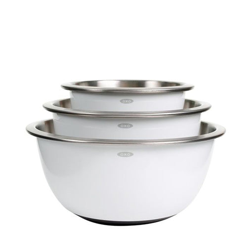 Stainless Steel Insulated Mixing Bowl White Set of 3