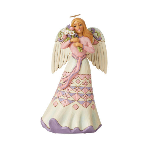 A Bouquet of Love for Mom Angel Holding Flowers