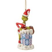 Grinch Climbing into Chimney Ornament