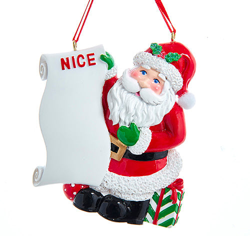 Santa with Nice List Ornament 3.5"