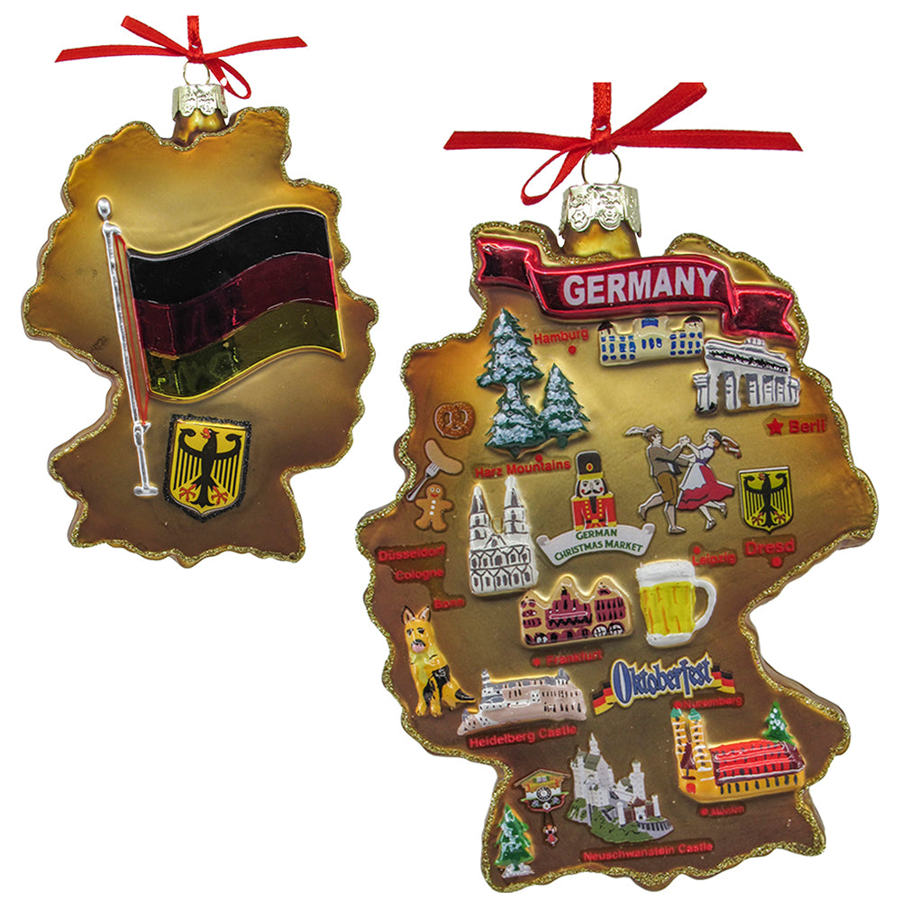 Germany Map Glass Ornament 5"
