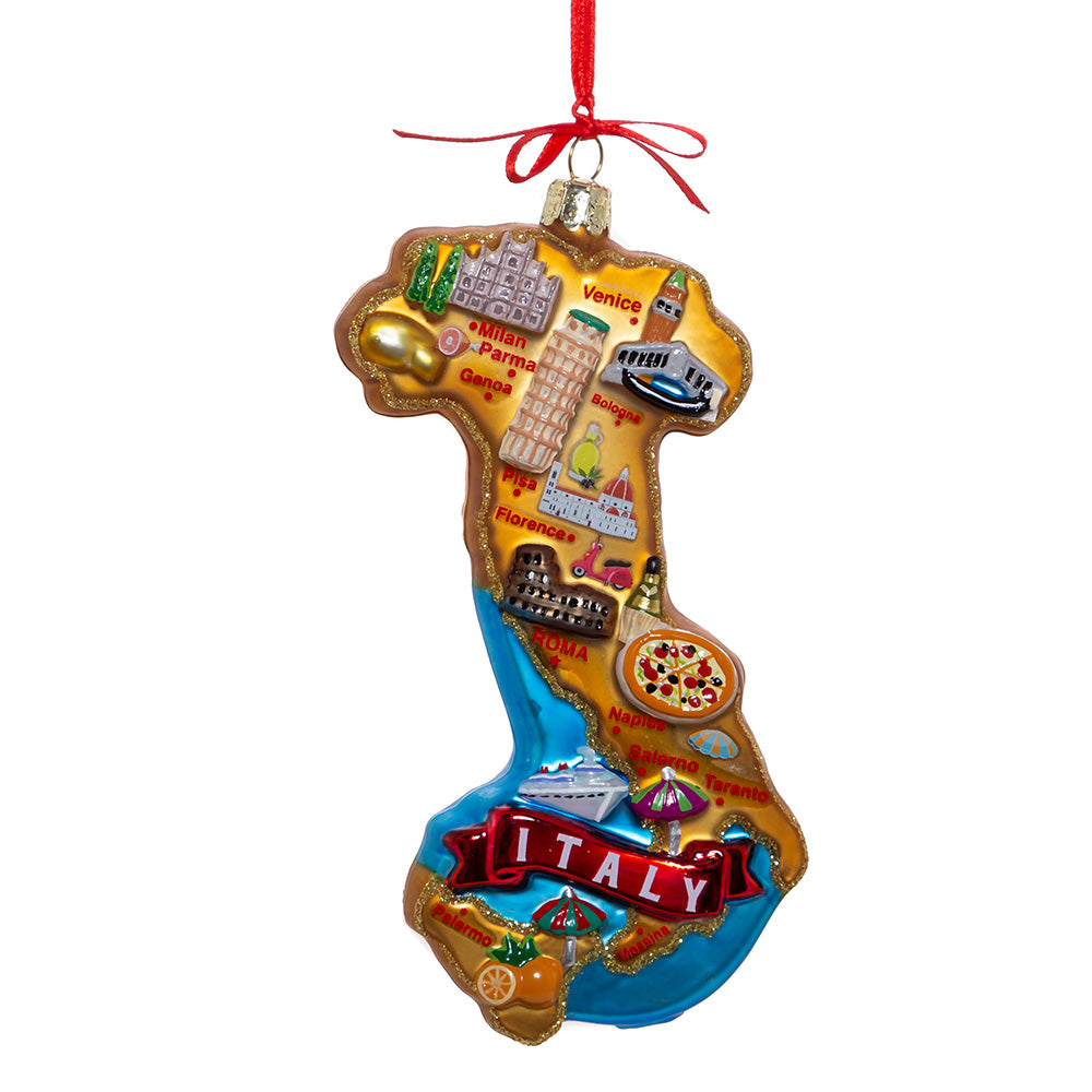 Italy Map Glass Ornament 5.5"