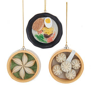 Asian Dumplings & Soup Ornaments 3" Set of 3