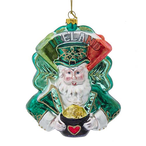 International Ireland Santa Glass Ornament 5.8"
