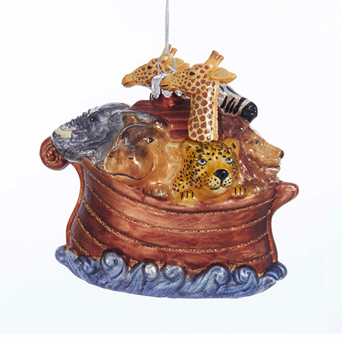 Noah's Ark Glass Ornament 4.375"