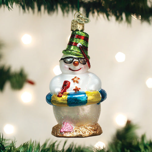 Snowman on Beach Ornament