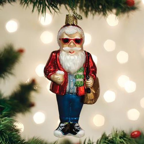 Hipster Santa Ornament