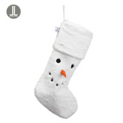 White Fur Snowman Stocking 23"