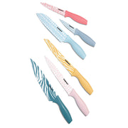 Animal Printed Color Knife Set with Blade Guards Set of 12