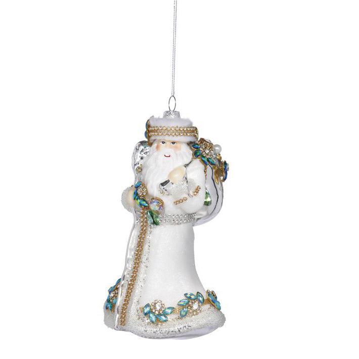 King's Jewel's Winter White Santa Ornament 8" - Signed by the Artist