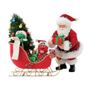 M&M Sleigh with Red, Green and Santa