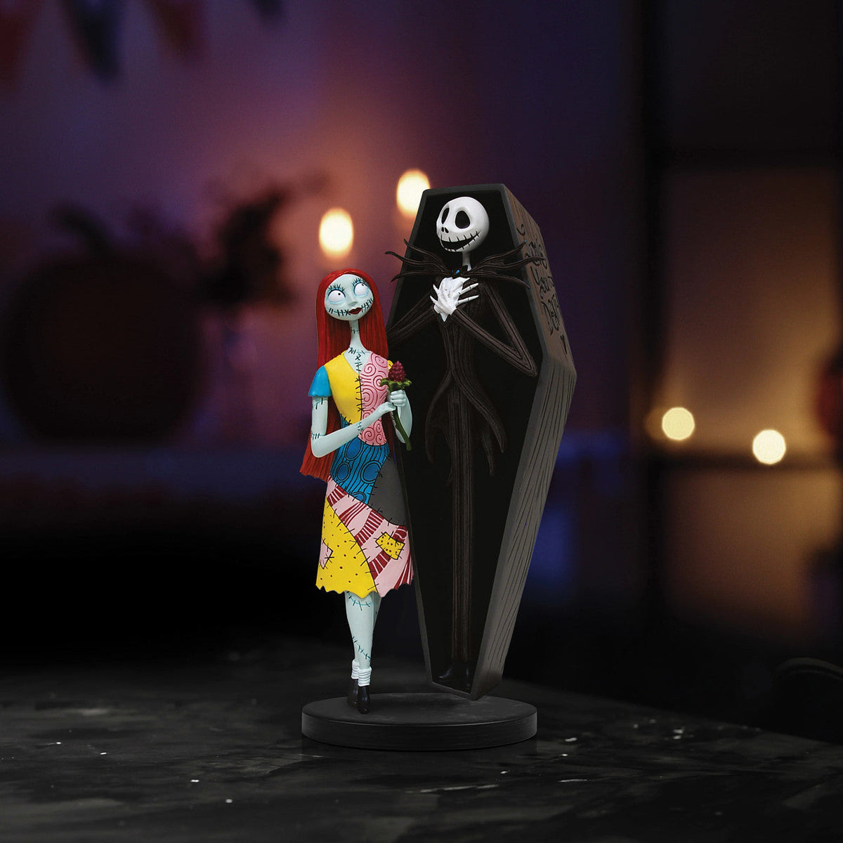Jack & Sally with Coffin Figurine
