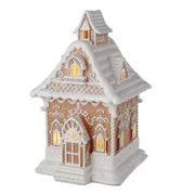 White Icing Lighted Gingerbread House 13"