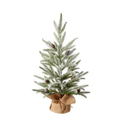 Snowy Tree with Pinecones in Burlap Bag 24.75"