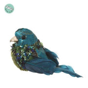 Peacock Patterned Bird with Clip 4"