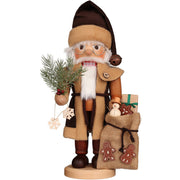 Santa Claus with Bag of Gifts and Pine Branch Natural Tone Nutcracker